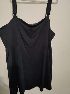 Short Black Pinafore Dress with pockets - size 26 / 4X
